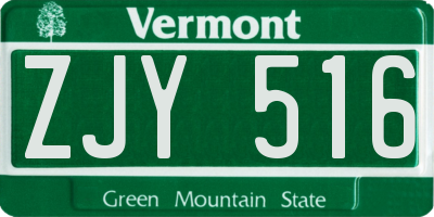 VT license plate ZJY516