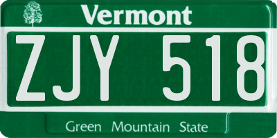 VT license plate ZJY518