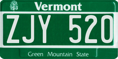 VT license plate ZJY520