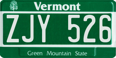 VT license plate ZJY526