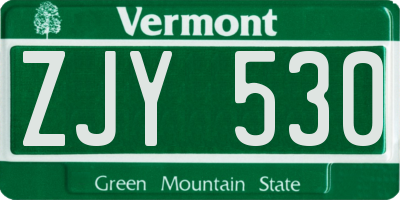 VT license plate ZJY530