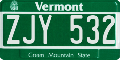 VT license plate ZJY532