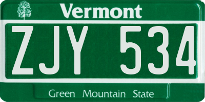 VT license plate ZJY534