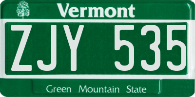 VT license plate ZJY535