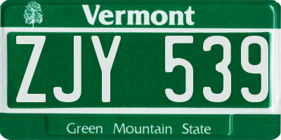 VT license plate ZJY539