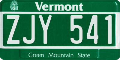 VT license plate ZJY541