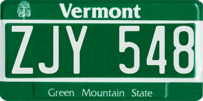 VT license plate ZJY548