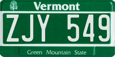 VT license plate ZJY549