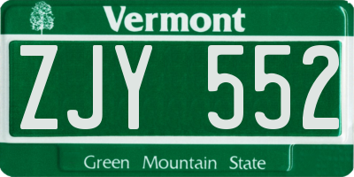 VT license plate ZJY552