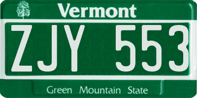 VT license plate ZJY553