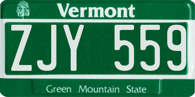 VT license plate ZJY559