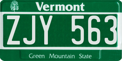 VT license plate ZJY563