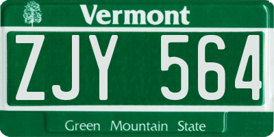 VT license plate ZJY564