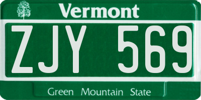 VT license plate ZJY569