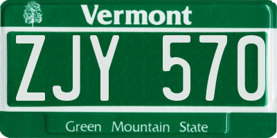 VT license plate ZJY570