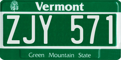VT license plate ZJY571