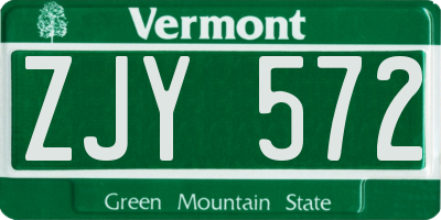 VT license plate ZJY572