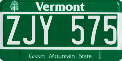 VT license plate ZJY575