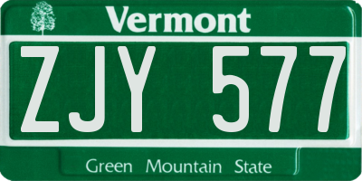 VT license plate ZJY577