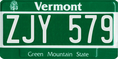 VT license plate ZJY579