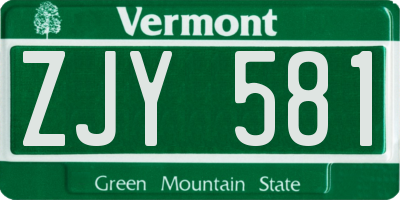 VT license plate ZJY581