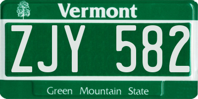 VT license plate ZJY582