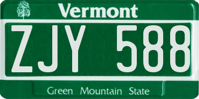 VT license plate ZJY588