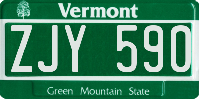 VT license plate ZJY590