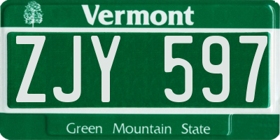 VT license plate ZJY597