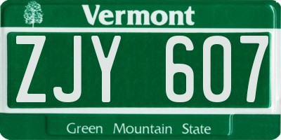 VT license plate ZJY607