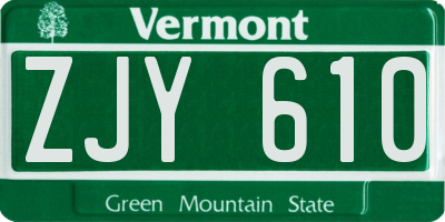 VT license plate ZJY610