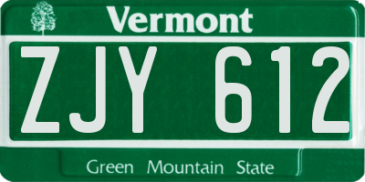 VT license plate ZJY612