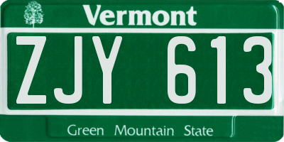 VT license plate ZJY613