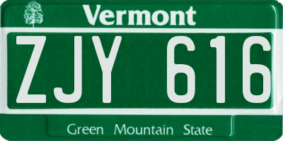 VT license plate ZJY616