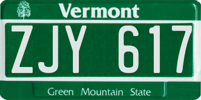 VT license plate ZJY617