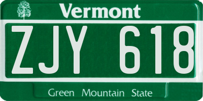 VT license plate ZJY618