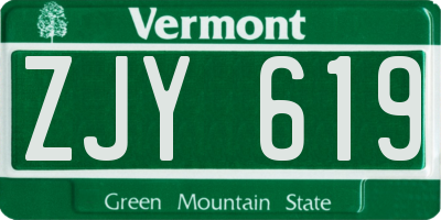 VT license plate ZJY619
