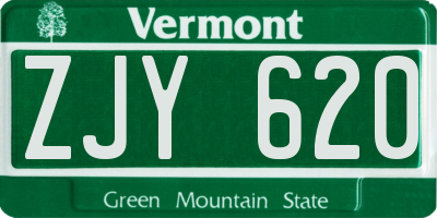 VT license plate ZJY620