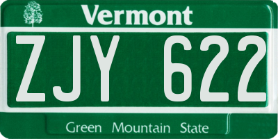 VT license plate ZJY622