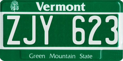 VT license plate ZJY623