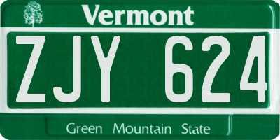 VT license plate ZJY624