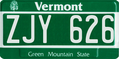 VT license plate ZJY626