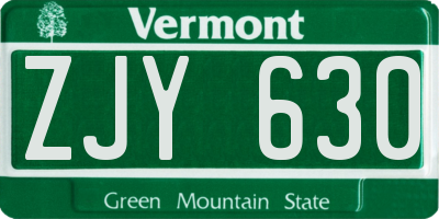 VT license plate ZJY630
