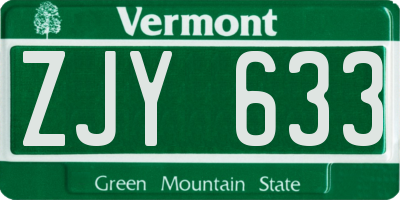 VT license plate ZJY633