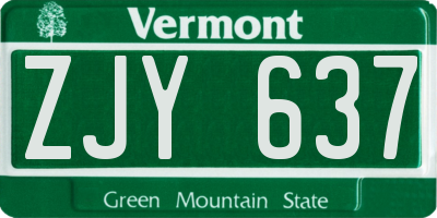 VT license plate ZJY637