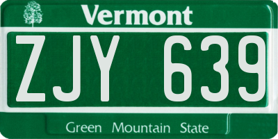 VT license plate ZJY639