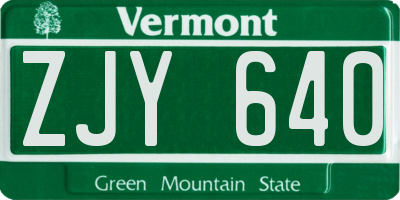 VT license plate ZJY640
