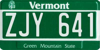 VT license plate ZJY641