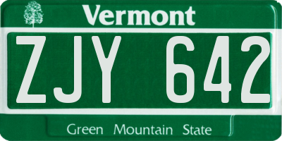 VT license plate ZJY642