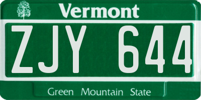 VT license plate ZJY644